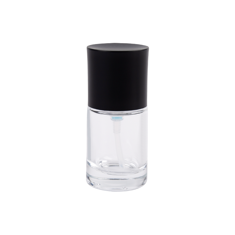 25 ml klar glas sprayflaska med svart abs cap